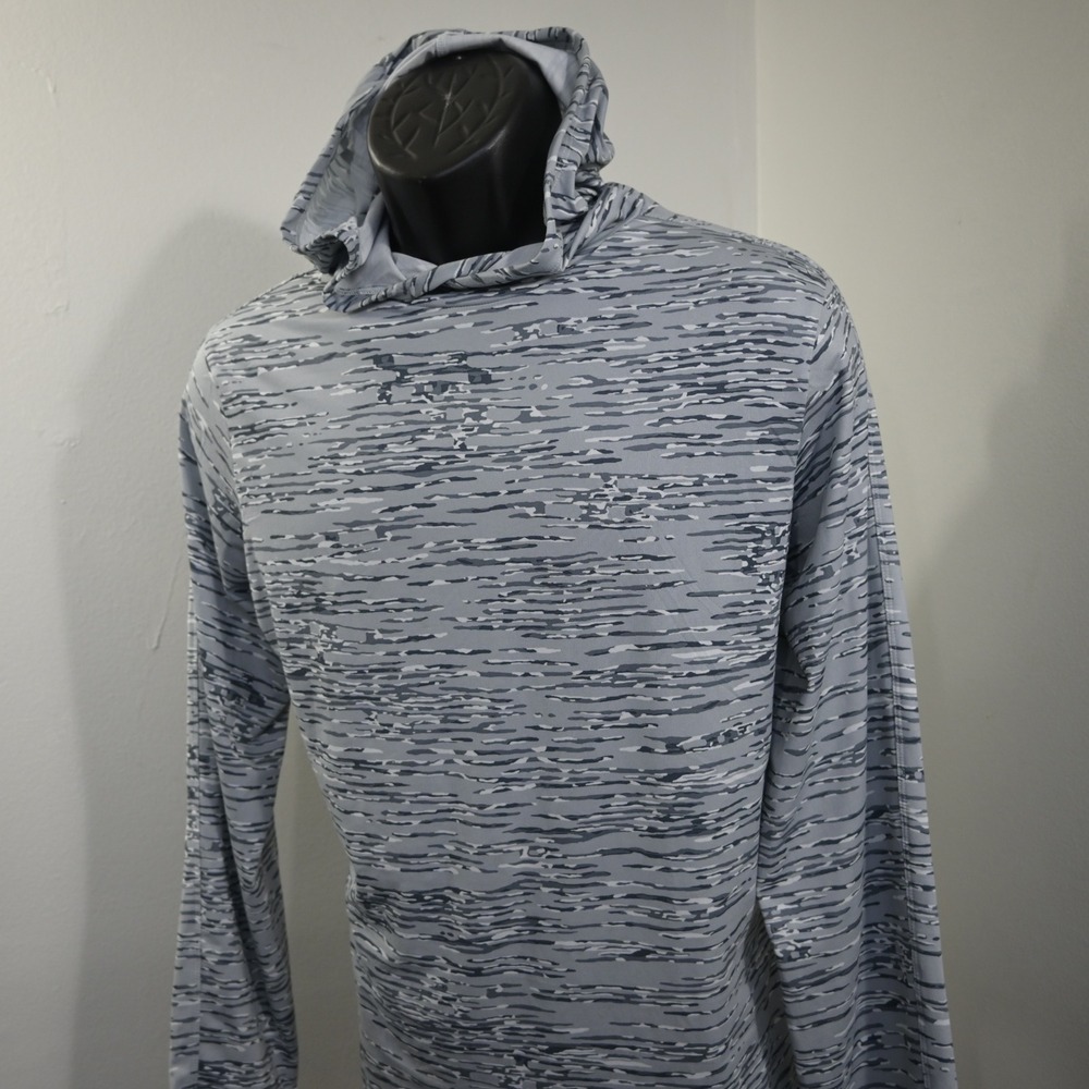 REI Co-op Sun Hoodie Mens Medium Gray Camo Thumbholes Lightweight
